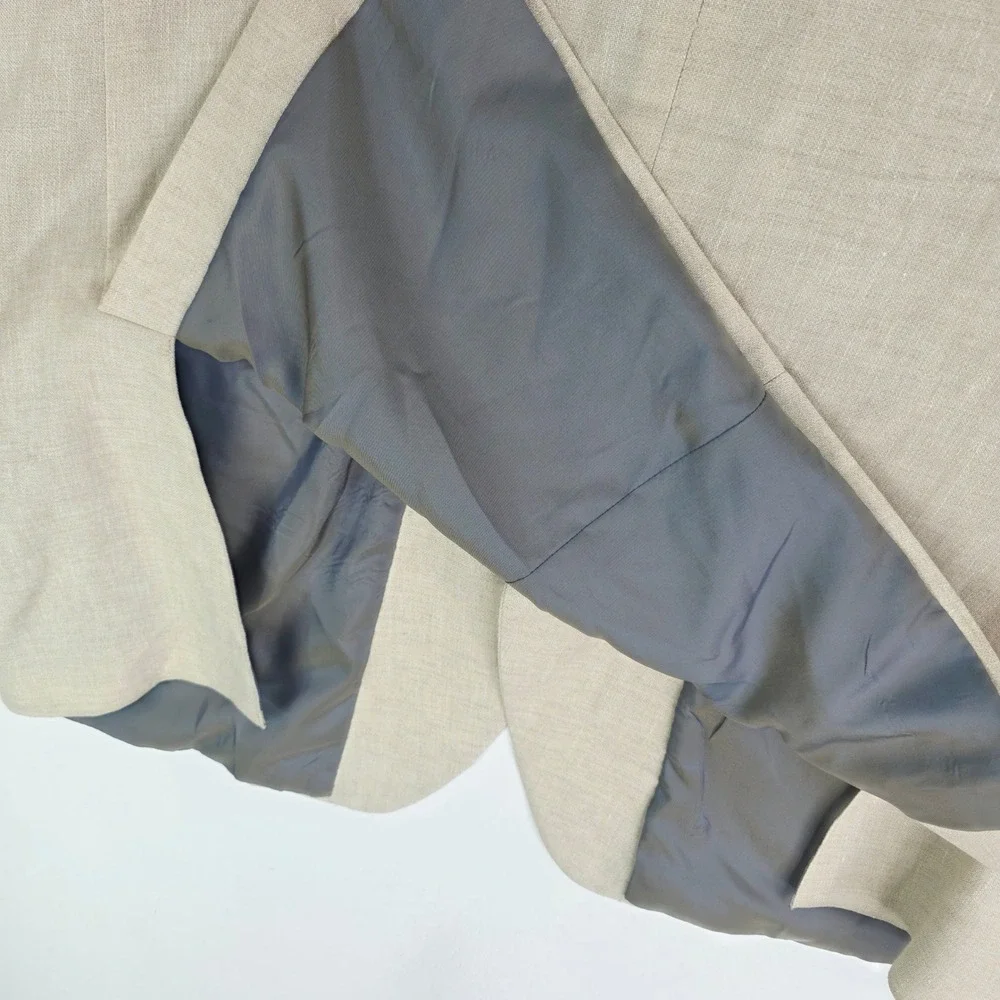 Jos A Bank Mens 50R Blazer Sport Coat Beige Tan Traditional Fit Two Button Linen